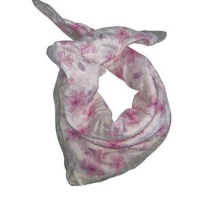 celine paris france cotton pink gray plumera floral print handkerchief scarf